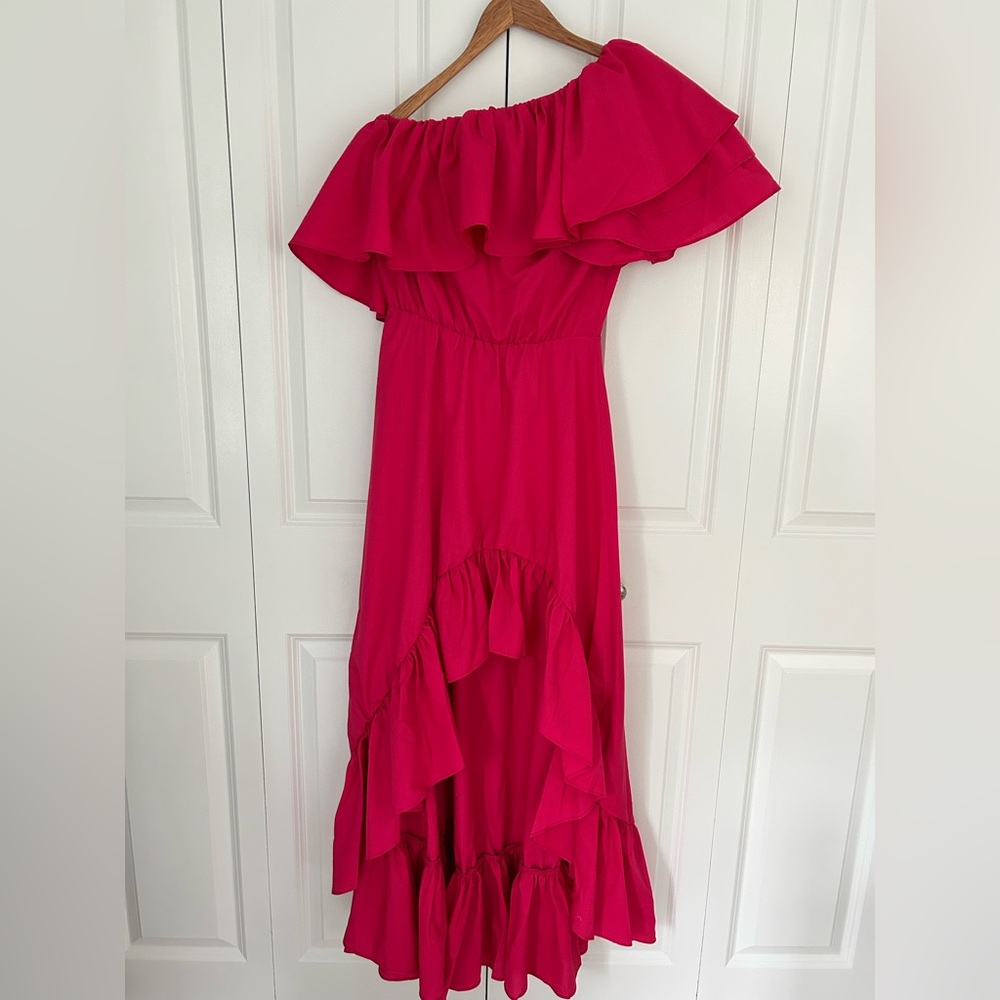 Andre Tan Designer Women's small high low elegant flowy feminine pink dress nwot - Picture 8 of 16